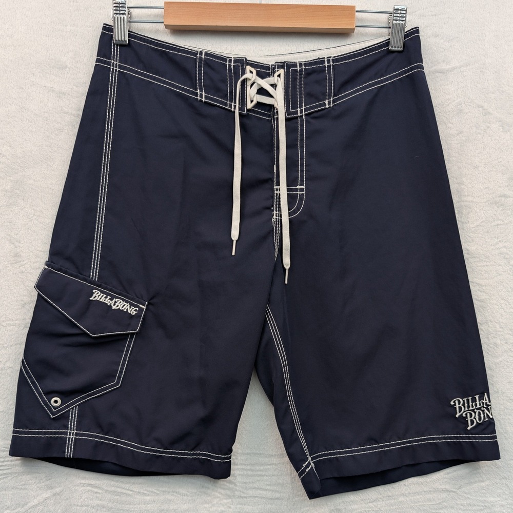 VTG Billabong Board Shorts Mens 30 Navy Blue 10.5" Long Surf Skate Beachwear Y2K